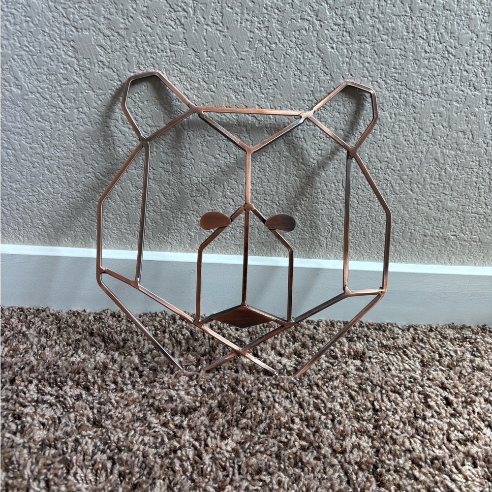 Geometric Bear Metal Wall Accent in Copper